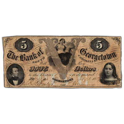 United States 1857 The Bank of Georgetown SC $5 Obsolete Note - Circulated