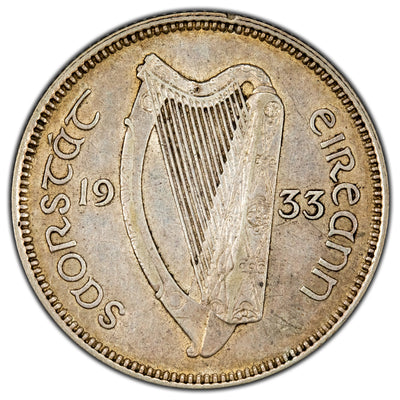 Ireland 1933 One Shilling Silver Coin - VF+