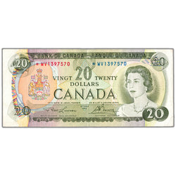 $20 1969 Bank of Canada Note *WV Replacement Prefix BC-50bA - VF+
