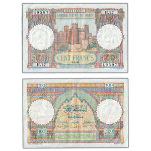 SOLD Morocco 1950 100 Francs Note P #45
