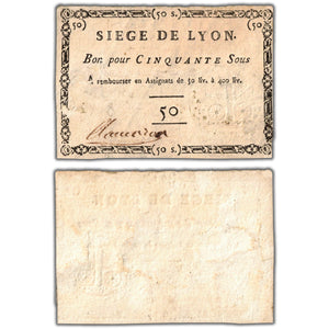France Siege De Lyon 1793 50 Sous Note