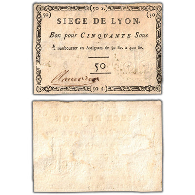 France Siege De Lyon 1793 50 Sous Note