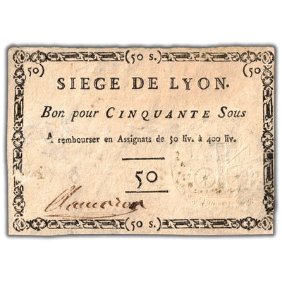France Siege De Lyon 1793 50 Sous Note