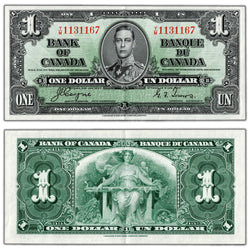 $1 1937 Bank of Canada note Coyne-Towers Y/M Prefix BC-21d - AU