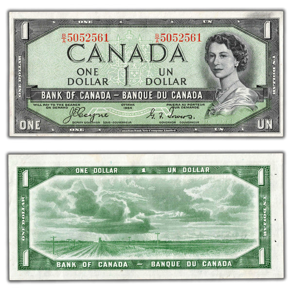 SOLD $1 1954 Bank of Canada Note Devil Face B/A Prefix BC-29a - EF (st ...