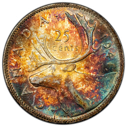 SOLD Canada 1941 25 Cents Quarter Silver Coin - Choice Uncirculated - Nice Colour!