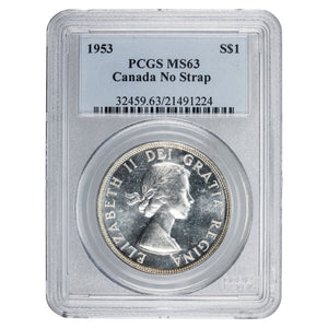 SOLD Canada 1953 NSF $1 Silver Dollar Coin - PCGS MS-63