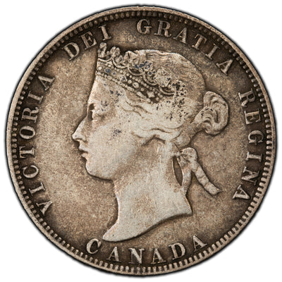SOLD Canada 1870 25 Cents Quarter Silver Coin - F/VF