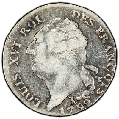 SOLD France 1792 T Ecu Silver Coin