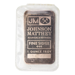 SOLD Johnson Matthey JM TD Bank 1oz .999 Fine Silver Bar - Lightly Cracked Sealed
