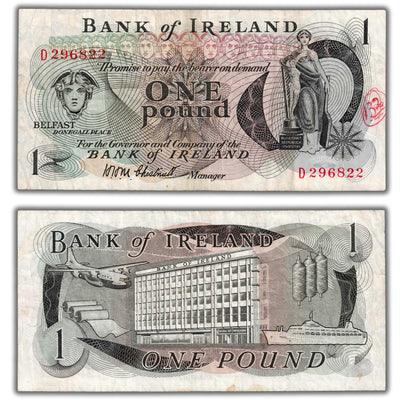 SOLD Ireland 1967 1 One Pound Note P #65 - Writing