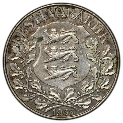 SOLD Estonia 1933 1 Kroon Silver Coin KM #14