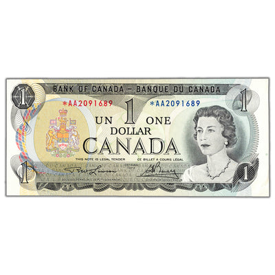 $1 1973 Bank of Canada Note *AA Replacement Prefix BC-46aA - AU