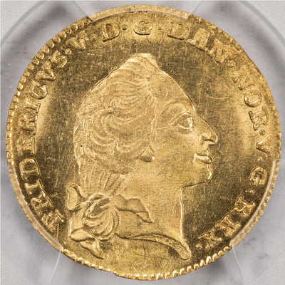 SOLD Denmark 1759-W VH 12 Mark Gold Coin - PCGS MS-62