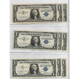 SOLD Lot of 9 United States 1957 $1 Silver Certificate Notes - All Circulated Grades