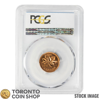 Canada 1957 1 Small Cent Coin - PCGS MS-65+ Red