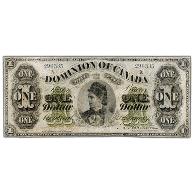 $1 1878 Dominion of Canada Note Payable at Montreal DC-8e - F/VF (pressed/pinholes)