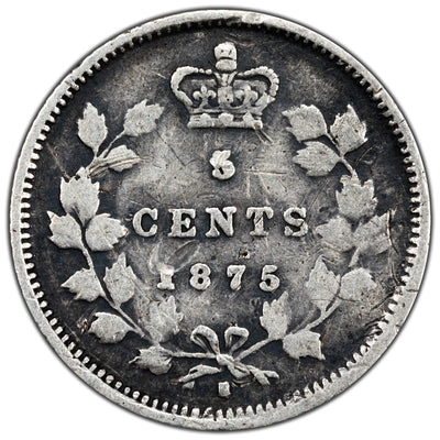SOLD Canada 1875-H Small Date 5 Cents Silver Coin - aVG (light bend)