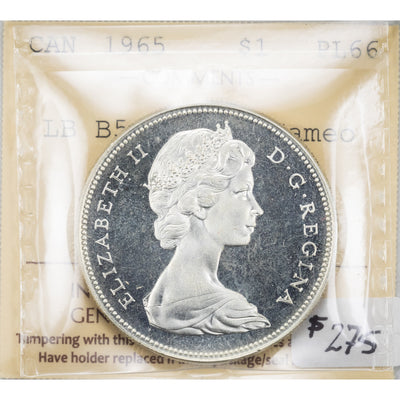 SOLD Canada 1965 Large Beads Blunt 5 $1 Silver Dollar Coin - ICCS PL-66 Heavy Cameo