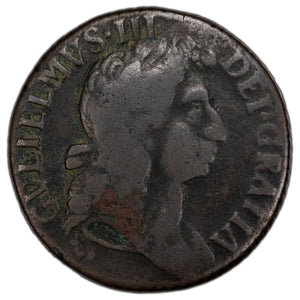 SOLD Ireland 1696 Undraped Portrait Halfpenny Coin S #6599