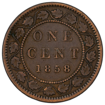 SOLD Canada 1858 1 One Large Cent Coin - First Year of Issue - Marks