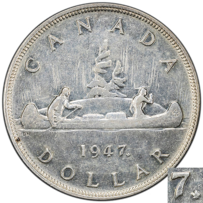 SOLD Canada 1947 ML Maple Leaf $1 Silver Dollar Coin - Old Cleaning
