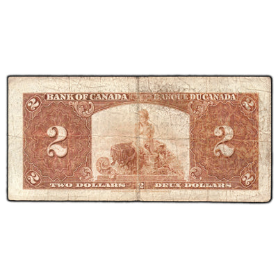 SOLD $2 1937 Bank of Canada Note Coyne-Towers K/R Prefix BC-22c