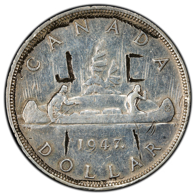 SOLD Canada 1947 ML Maple Leaf $1 Silver Dollar Coin - Damaged/Scratched/Graffiti