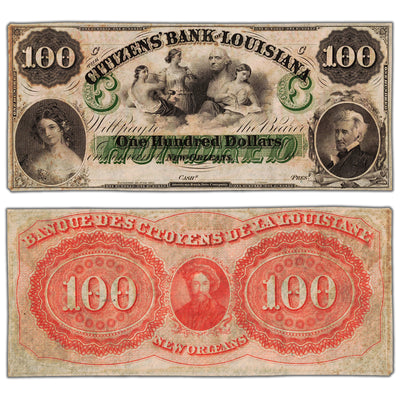 SOLD United States 1860's Citizen's Bank of Louisiana $100 Remainder Note