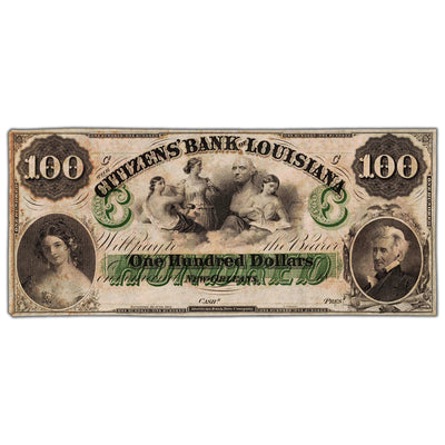 SOLD United States 1860's Citizen's Bank of Louisiana $100 Remainder Note