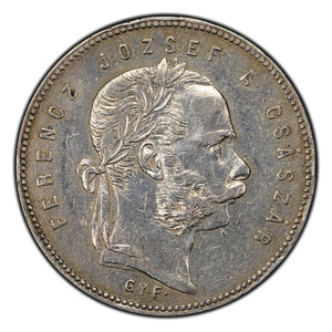 SOLD Hungary 1869 GYF 1 Forint Silver Coin KM #449.2 - Cleaned