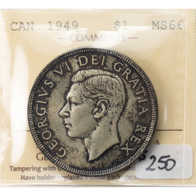 SOLD Canada 1949 $1 Silver Dollar Coin - ICCS MS-66