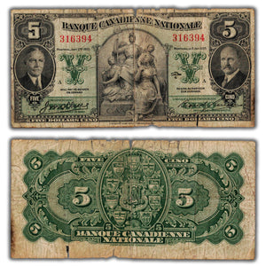 SOLD $5 1935 Banque Canadienne Nationale Canada Chartered Note CH #85-14-02