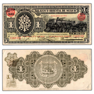 SOLD Mexico El Banco Oriental 1914 1 One Peso Note P #S388a - EF