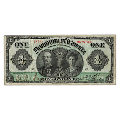 SOLD $1 1911 Dominion of Canada Note Green Line Series H DC-18c - VF