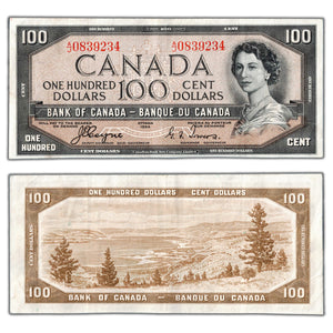 SOLD $100 1954 Bank of Canada Note Devil Face Coyne-Towers BC-35a - VF