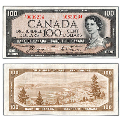 SOLD $100 1954 Bank of Canada Note Devil Face Coyne-Towers BC-35a - VF