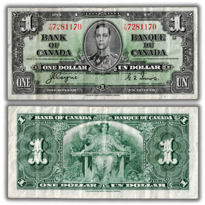 $1 1937 Bank of Canada Note Coyne-Towers T/N Prefix BC-21d - VF