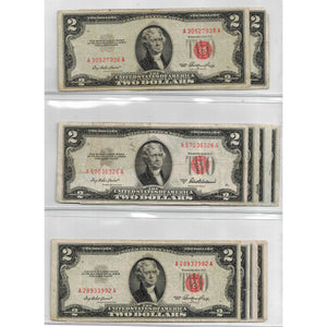 SOLD Lot of 10 United States 1953 $2 Two Dollars Notes - All Circulated Grades