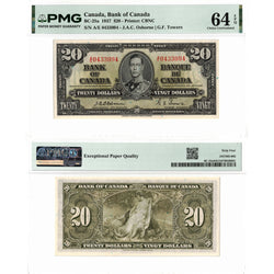 $20 1937 Bank of Canada Note Osborne Signature BC-25a - PMG Ch UNC-64 EPQ