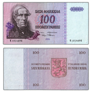 SOLD Finland 1976 100 Markkaa Note P #109 - VF+