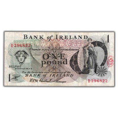 SOLD Ireland 1967 1 One Pound Note P #65 - Writing
