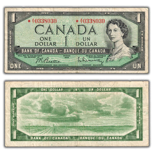 SOLD $1 1954 Bank of Canada Note Beattie-Rasmnisky *A/Y Replacement Prefix BC-37bA