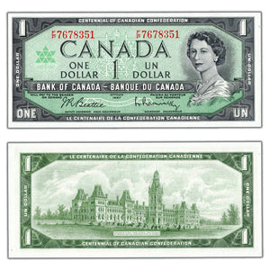 SOLD $1 1967 Bank of Canada Note Beattie-Rasminsky F/P Prefix BC-45b-i - Ch UNC