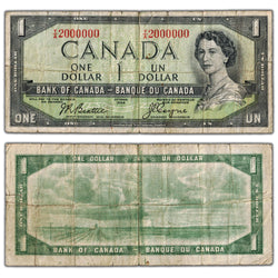 $1 1954 Bank of Canada Note Y/A Prefix 2 Million Serial BC-37a - Circulated