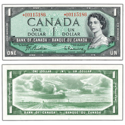 $1 1954 Bank of Canada Note *A/A Replacement Prefix BC-37bA - Ch UNC