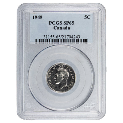 SOLD Canada 1949 5 Cents Nickel Coin - PCGS Specimen SP-65