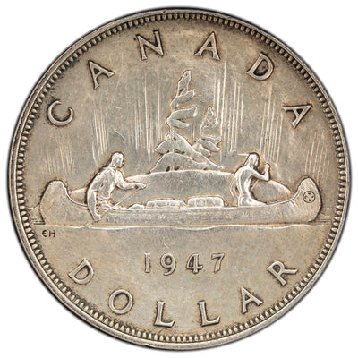SOLD Canada 1947 Blunt 7 $1 Silver Dollar Coin - Lightly Cleaned