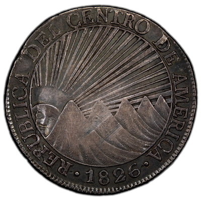 Central American Republic 1826 8 Reales Silver Coin