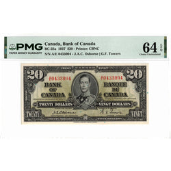 $20 1937 Bank of Canada Note Osborne Signature BC-25a - PMG Ch UNC-64 EPQ